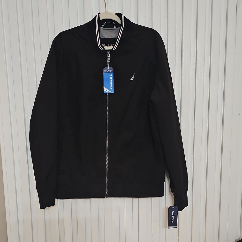 Nautica Performance Black Zip Up Jacket  Size L Men's